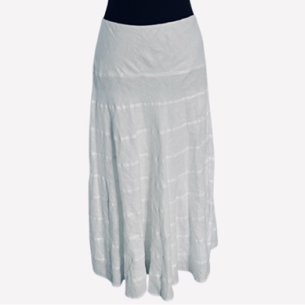 Ralph Lauren SZ 12 White Tiered Linen Maxi Skirt Resort Cruise Beach Boho Large